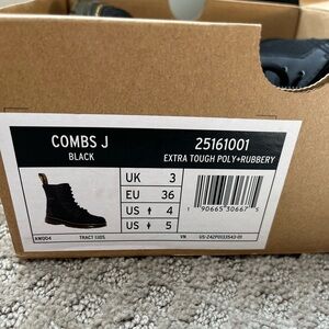Dr. Marten Combs Black Boot Kids Sz 4